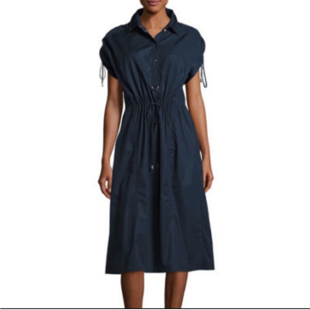 GREY Jason Wu Navy Blue Twill Poplin Tie Waist Dress Sz 0